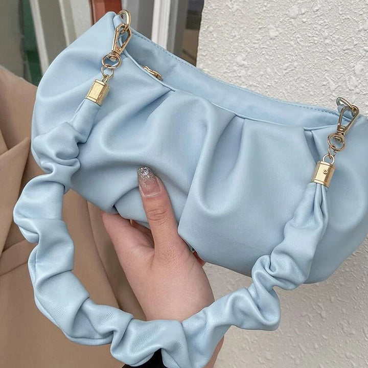 Royal Blue Structured Ruched Top Handle Satchel Leather Handbag,elegant  Blue Leather Clutch Tote Bag,minimalist Chic Crossbody Dome Handbag - Etsy